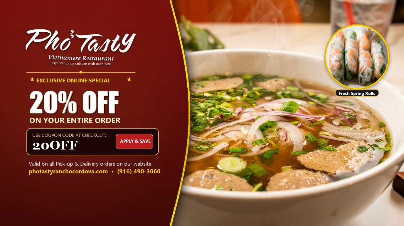 Pho Tasty 20% OFF Online Orders - Code 20OFF